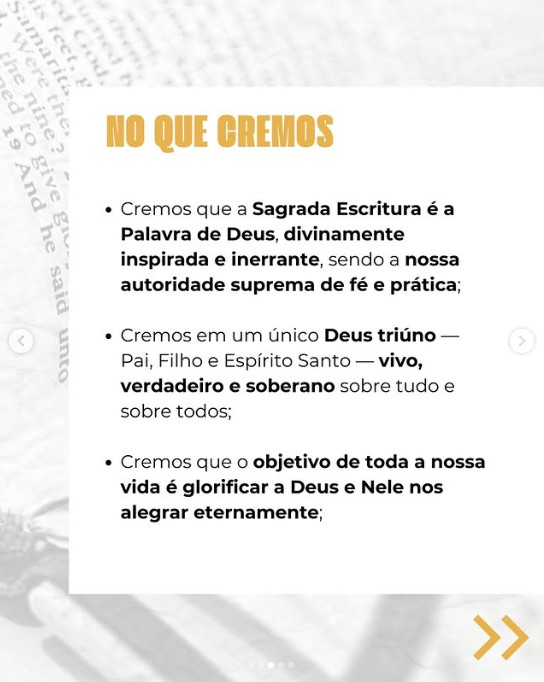 Valores - Primeira Igreja Batista do Sudoeste